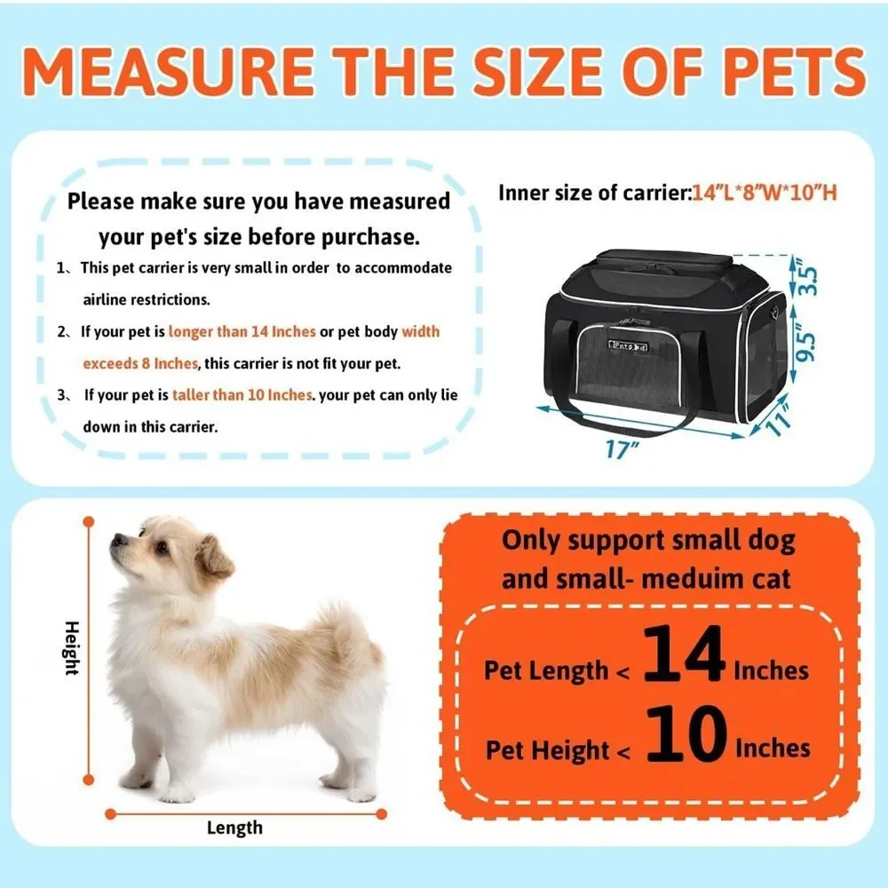 AS IS Petskd Black Pet Carrier -top expandable- for Small Cats and Dogs NEW